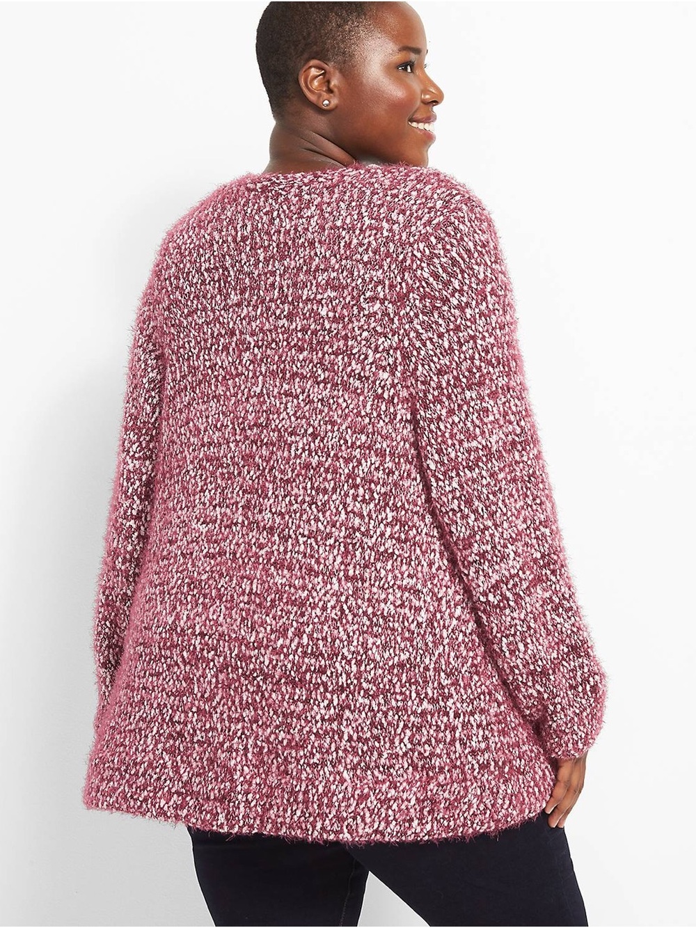Lane Bryant Marbled Open-Front Cardigan Wine & White Size 22/24 Layering - Picture 3 of 10